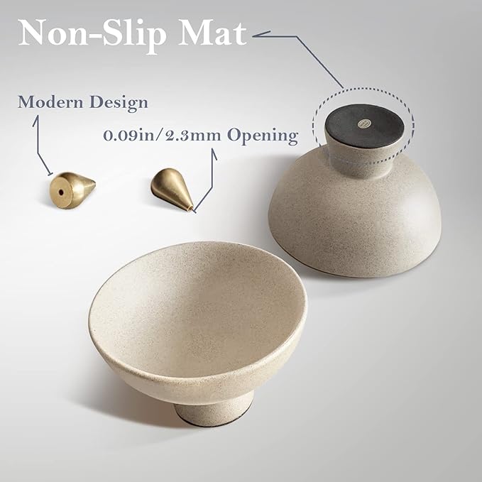 Ceramic Incense Holder for Sticks - Incense Burner Holder Zen Decor - Decorative Bowl for Table Décor Design - 5.3" W X 3.9" H