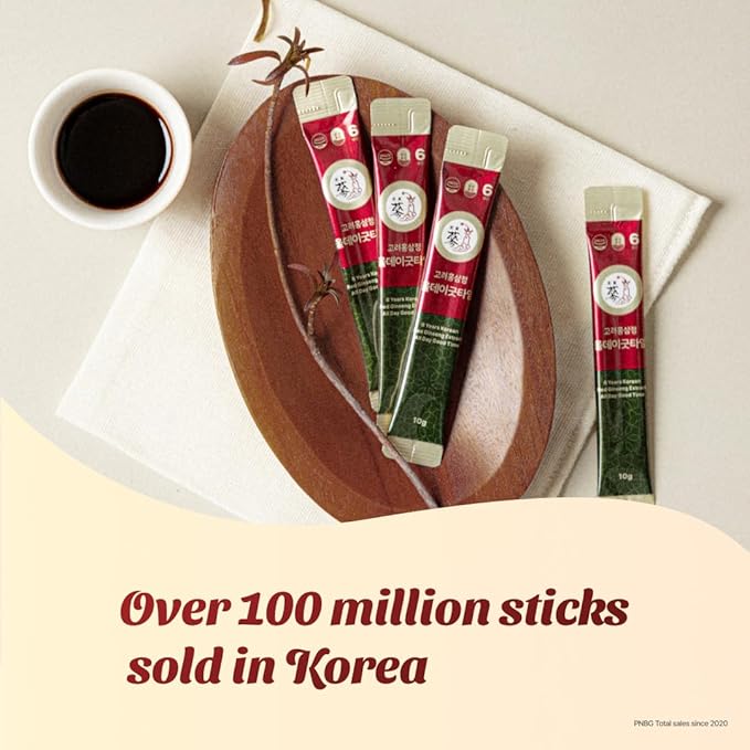 6-Year Korean Red Ginseng Extract Shot, HACCP Certified, Caffeine Free, Formulated with 12+ Traditional Korean Herbal Ingredients -Parent (10sticks, Alldaygoodtime)