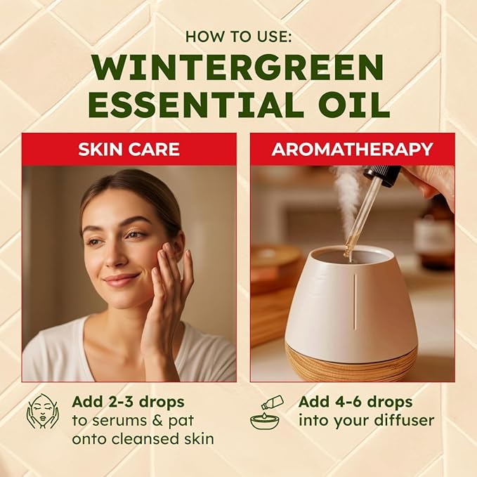 KUKKA Wintergreen Essential Oils - 3.40 Fl Oz - for Hair, Skin, Diffuser, Aromatherapy & DIY Soap Making Scent