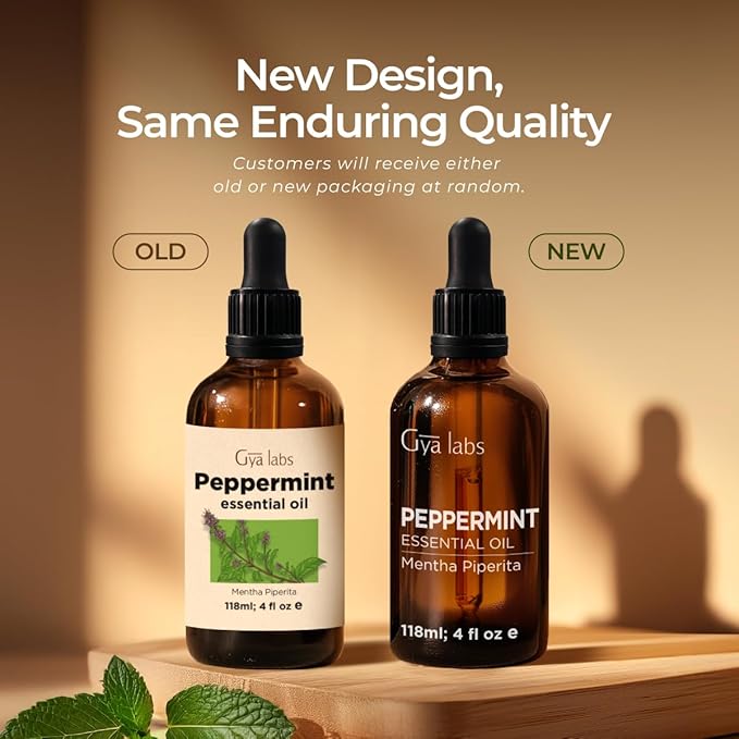 Gya Labs Peppermint Essential Oil - 4 Fl Oz - for Hair, Skin, Diffuser, Aromatherapy & DIY Candle Making Scent