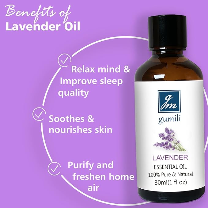 Lavender Essential Oil, Pure Lavender Oil for Skin, Hair, Diffuser, Spray, Body Wash, Lotion, Soap, Household - 1 Oz/30ml