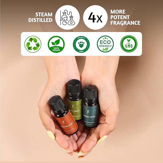 Folkulture Essential Oils for Diffuser | Fall Essential Oils Set of 6x0.34 fl oz | 60 ml Fragrance Oil, Diffusers Oils Fall Scents for Home | Oil Diffusers Fragrances for Diffusers | Pumpkin Spice oil