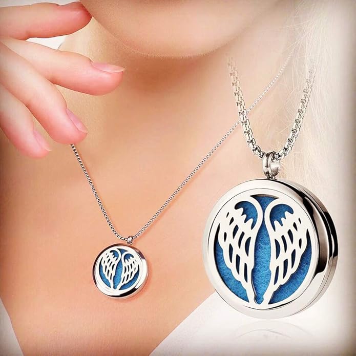 Aromatherapy Essential Oil Diffuser Necklace 316L Stainless Steel Locket Pendant with 24 Inch Chain