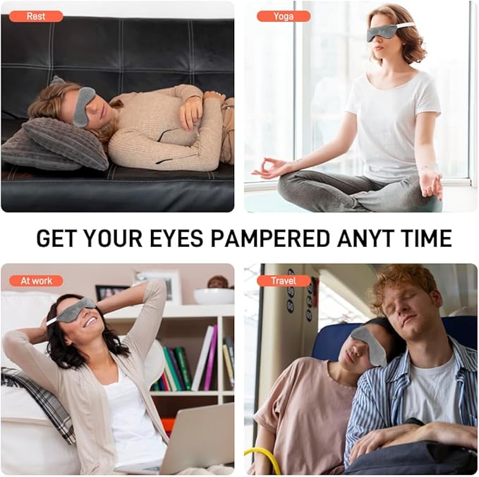 Heated Eye Mask, Microwaveble Moist Heat Eye Compress Warm Eye Mask for Dry Eyes, Weighted Eye Mask for Itchy Eyes, Stye, Sleeping, Relaxation, Therapy(Grey)