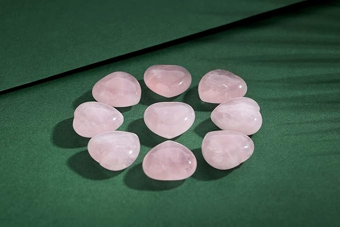 YATOJUZI 5PCS Rose Quartz Natural Heart Healing Crystals 1" Love Stones Sets Bulk Polished Pocket Palm Thumb Gemstones Energy Reiki Balancing Meditation Therapy
