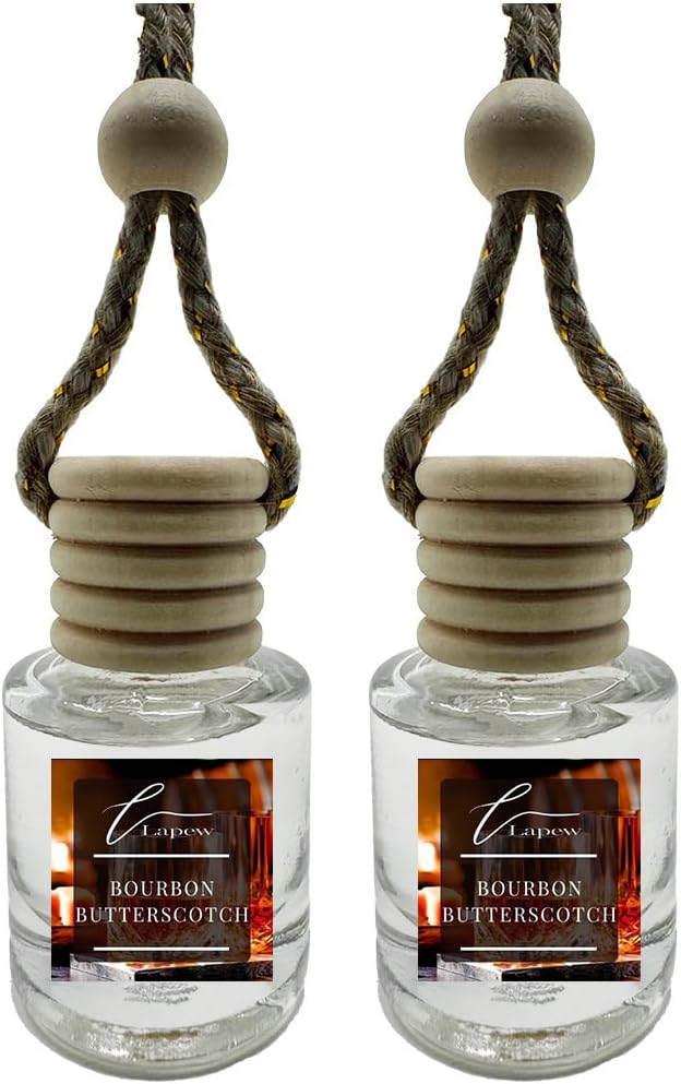 Car Air Freshener Diffuser – 2 Pack Hanging Air Freshener Diffuser (.34 Oz, Bourbon & Butterscotch)