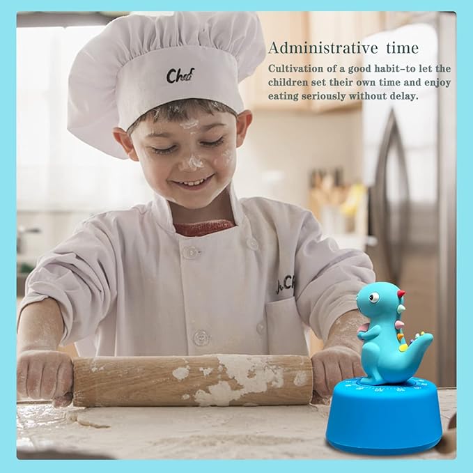 2 Pack Kitchen Timer, Cute Dinosaur Timer for Kids, 100% Mechanical Egg Timer for Cooking/Reading/Classroom/Do Sports.（Dinosaurs）