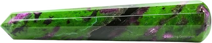 Amazing Gemstone Ruby Zoisite Crystal Wand Massage Stick - Pelvic Wand Gua Sha for Adults - Crystals and Healing Stones Massage Wands for Adults Gifts (Pointed)