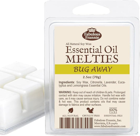 Fabulous Frannie Bug Away Pure & Natural Soy Candle Meltie/Tart/Melt Made with Pure Citronella, Lavender and Lemongrass Essential Oils 2.5oz