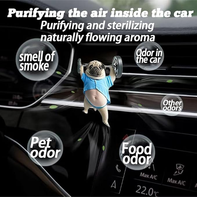 8PCS cute Pug acrylic car vent diffuser, 2D prank Havana cigar car diffuser, cute car freshener, fun and fashionable interior accessories, air outlet clip decoration