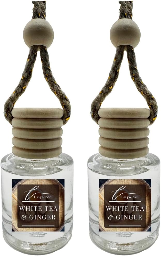 Car Air Freshener Diffuser – 2 Pack Hanging Air Freshener Diffuser (.34 Oz, White Tea & Ginger)