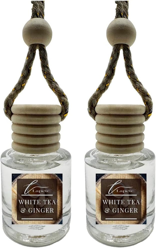 Car Air Freshener Diffuser – 2 Pack Hanging Air Freshener Diffuser (.34 Oz, White Tea & Ginger)