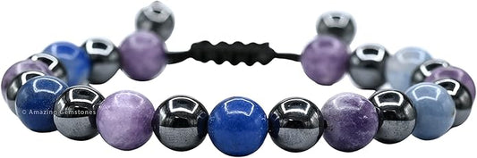 Natural Healing Crystal Bracelet for Women - Mens Bracelet Energy Balancing Gemstones Set - Adjustable Stone Bead Bracelet for Men and Women - Chakra Crystal Therapy Accessory, Meditation