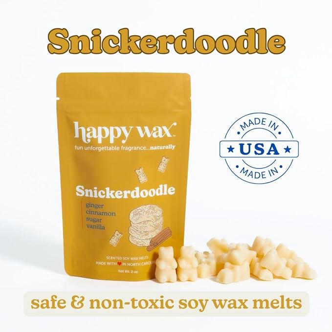 Happy Wax Holiday Treats Collection Scented Natural Soy Wax Melts – 6 Total Oz. of Scented Wax Melts, Collection Includes Peppermint Bark, Gingerbread, and Snickerdoodle