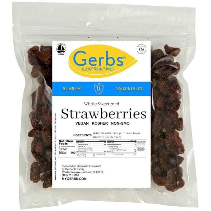 Gerbs Summer Sweet Strawberries 4 lbs. | Dehydrated, Unsulfured, Resealable Bag | Naturally Sweet & Tart | Top 14 Allergen-Free