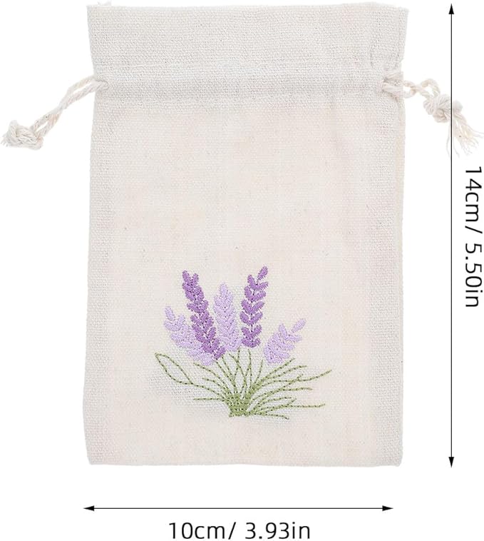 DOITOOL Lavender Sachet Bags 10 Pack Cotton Sachet Empty Bags with Drawstring Cotton Linen Pouch for Filling Spice Lavender Buds