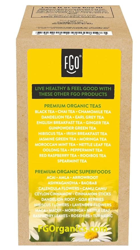 FGO Organic Chamomile Tea K-Cup Pods for Keurig, 24 Count (Pack of 1), Naturally Caffeine-Free Herbal Tea, USDA Organic, Non-GMO, & Recyclable