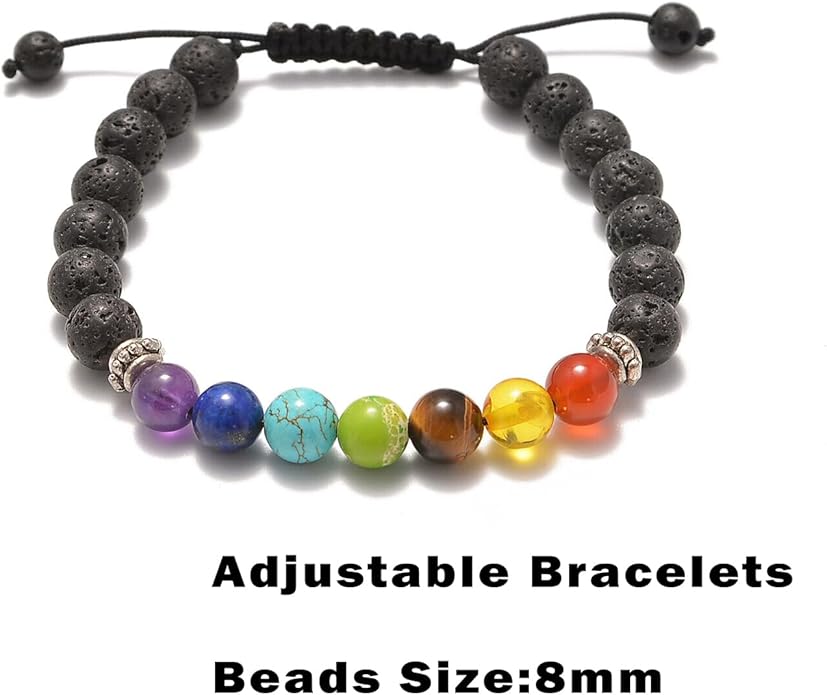 AD Beads 2Pcs His & Hers Distance Beads Bracelets Elastic Natural Stone Yoga Bracelet