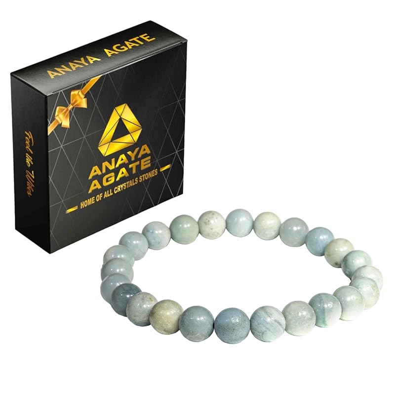Amazonite Crystal Bracelet – Protection Healing Crystal Bracelet for Women and Men – 8mm Round Beaded Bracelet for Emotional Balance – Adjustable Size Gemstone Bracelet for Attract Good Luck