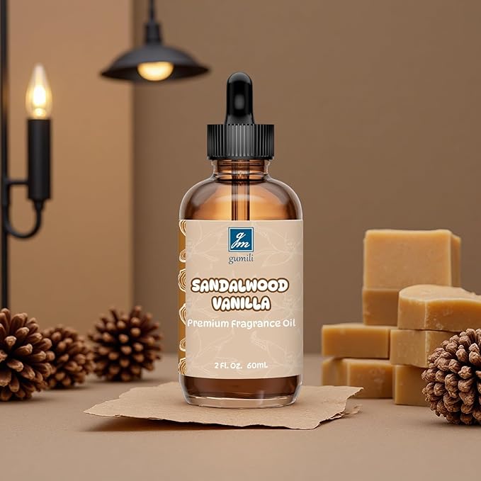 Sandalwood Vanilla Fragrance Oil 2 Oz, Natural Scent Oil for Home Essential Oils Diffuser, Candle Making, Soap Making, DIY Body Oils, Perfume, Body Mist, Spray - Sweet Woody Scent