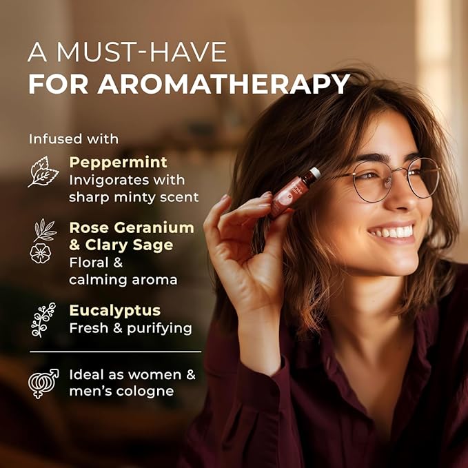 Gya Labs Focus Booster Essential Oil Roll On - 0.34 Fl Oz - Travel Size Roller for Camping, Skin, Aromatherapy Relief, Convenience