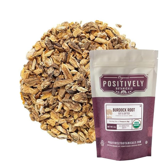 Organic Positively Botanicals Company, Burdock Root, Herbal Tea Loose Leaf Botanical, 4 Ounce