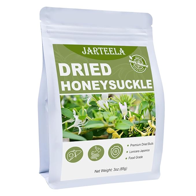 Jarteela - Dried Honeysuckle Flower - Chinese Natural Honeysuckle Tea Jin Yin Hua - Non-GMO - Caffeine-free - 3oz/85g