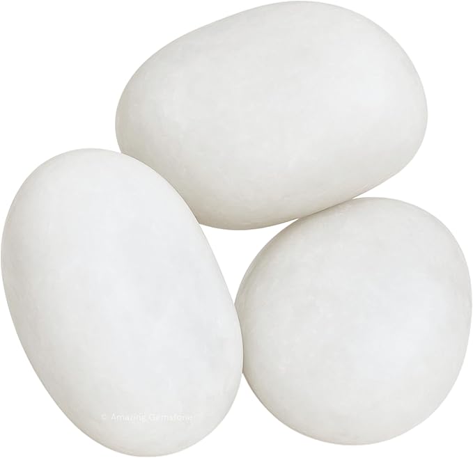 Amazing Gemstone Snow Quartz Crystals and Healing Stones Tumbled - 1 Oz Snow Quartz Stone Gem Stones, Natural Healing Stones for Energy Balance, Stress Relief - Polished Gems Rocks