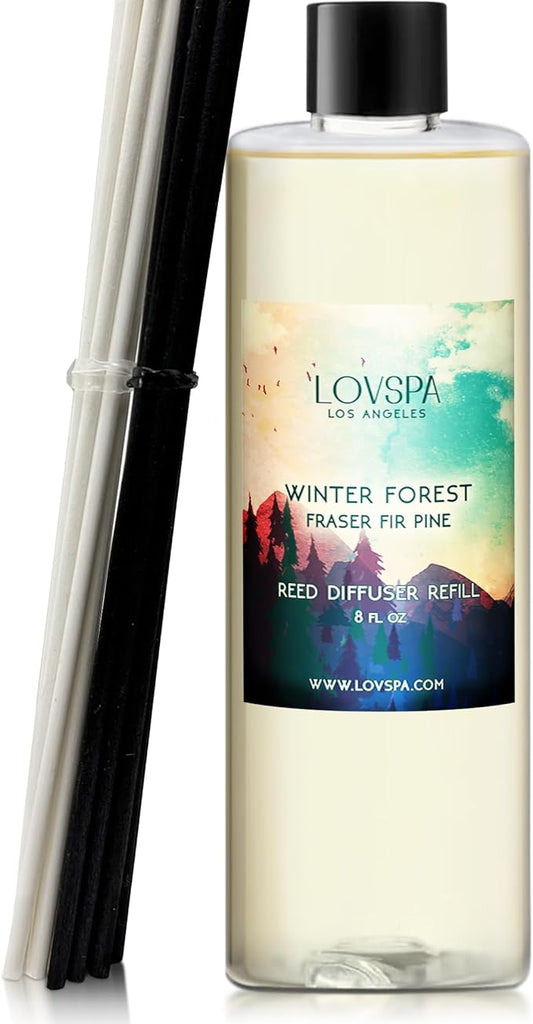 LOVSPA Winter Forest Pine Diffuser Oil - Holiday Essential Oils for Diffuser Refill & Air Freshener Room Spray - Long-Lasting & Natural Home Fragrance, Scented Oil for Diffusers, USA Made, 8 oz
