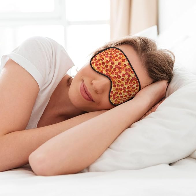 Pizza Pepperoni Sleeping Eye Mask Eye Mask for Sleeping Soft Comfort Eye Shade Blackout Eye Cover for Deep Rest Travel Nap Meditation