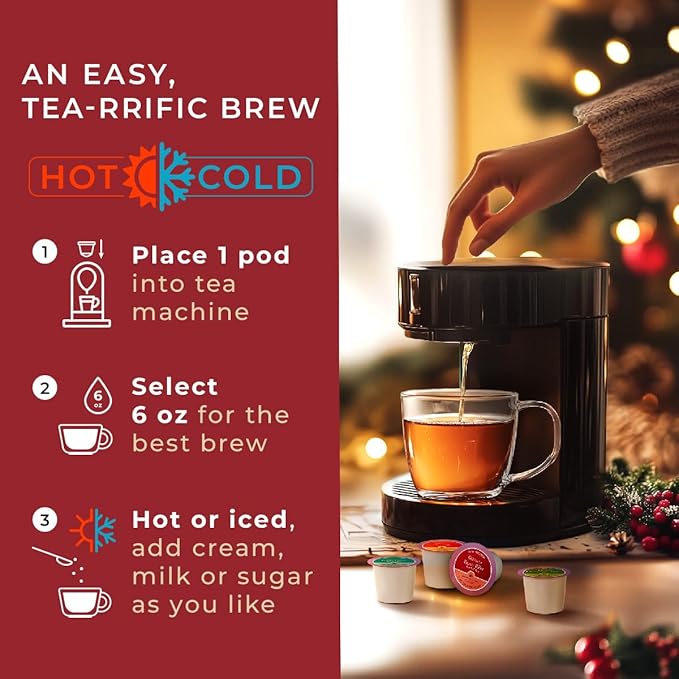 Gya Tea Co Christmas Tea Pod Collection Gift Set (16 Count) - Different Flavors Assorted Variety Pack