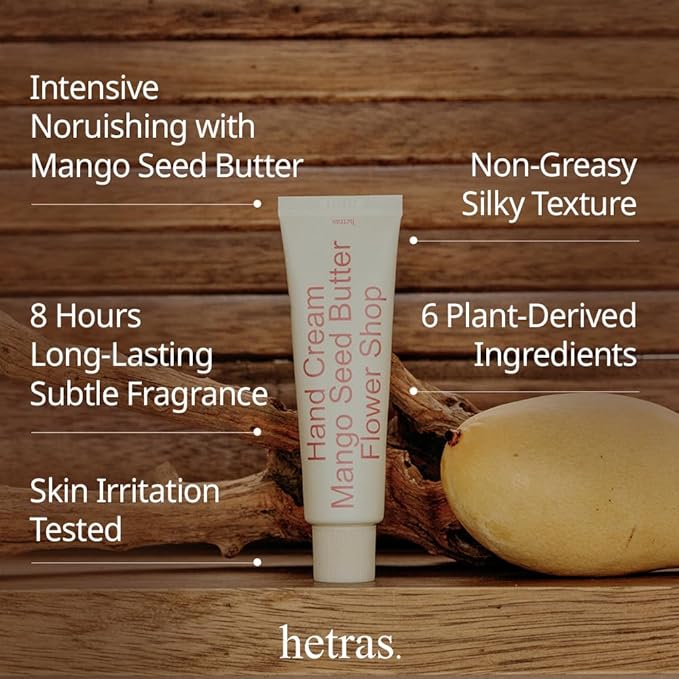 hetras. Perfume Hand Cream | Flower Shop - Fresh Grass and Flowers Scent | Korean Subtle Perfumed Hand Moisturizer with Mango Seed & Shea Butter | Hydrates, Nourishes & Softens Very Dry Skin, 1.69oz.