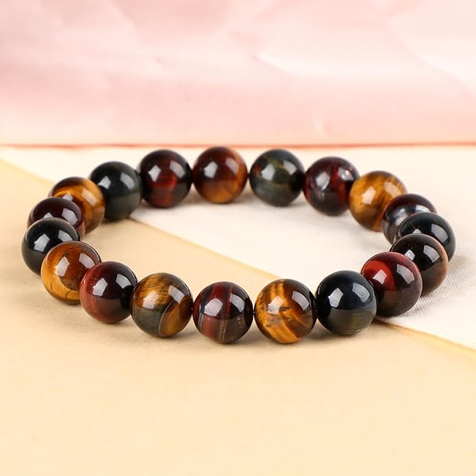 LPBeads Handmade Natural Gemstone Stretch Elastic Bracelet Healing Crystal Round Stone Beads Jewelry Gifts for Women Men