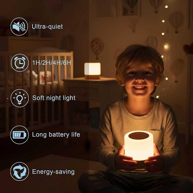 Baby Night Light Nursery Lamp: Touch Dimmable Light for Breastfeeding Kids - Eye-Caring LED Soft Warm White - USB Rechargeable Portable Bedside for Toddlers Bedroom Living Room
