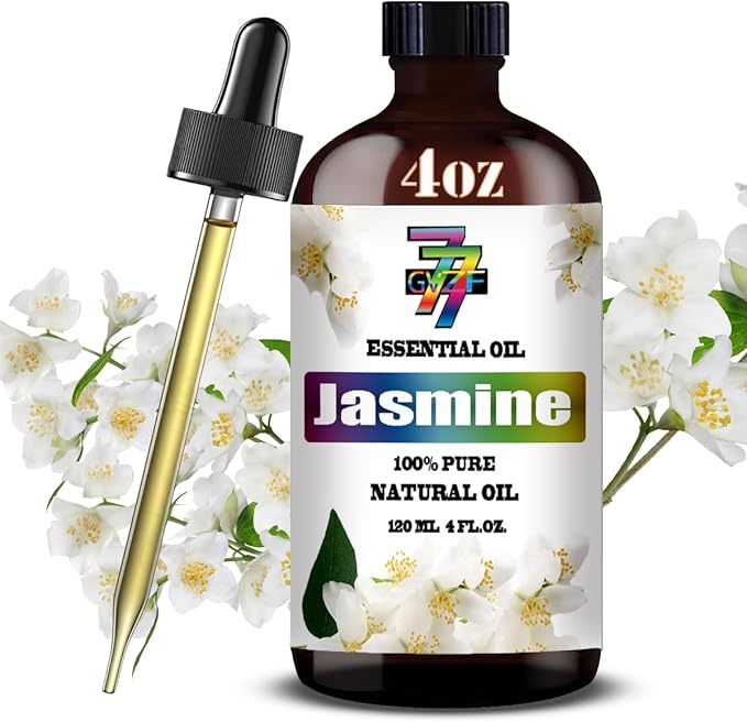 Jasmine Essential Oil (4 oz/120 ml) — Jasmine Oils for Aromatherapy, diffusers, humidifiers, Home fragrances, DIY Skincare, soap Making, DIY Candle, Relaxation, Yoga, and Meditation