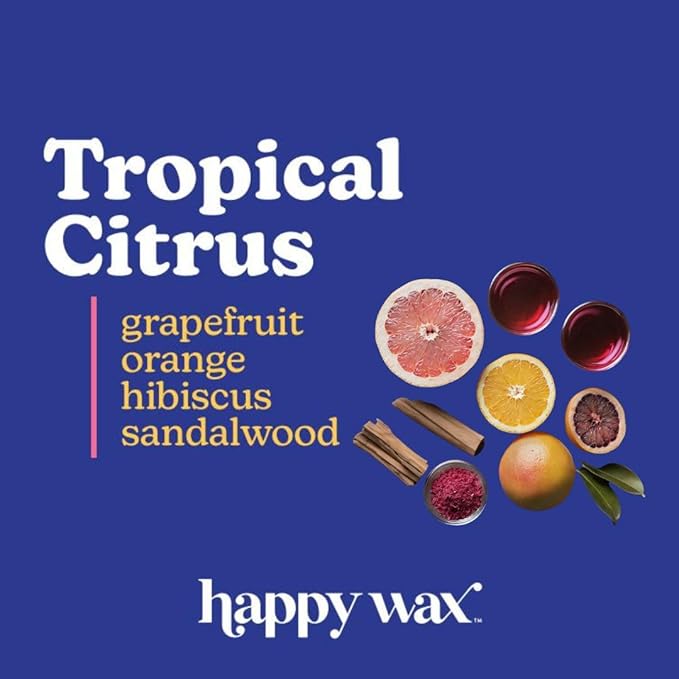 Happy Wax Tropical Citrus Scented Bear Wax Melts - Natural Strong Scented Summer Wax Melts Infused w/Essential Oils - Non Toxic Wax Melt & Pet Safe Wax Melts - (8 oz Pouch)