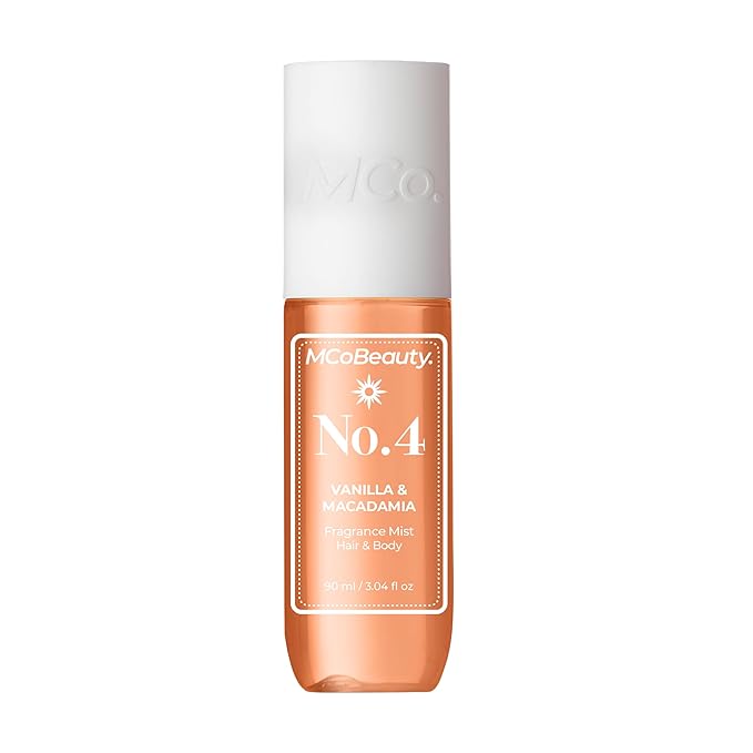MCoBeauty - Fragrance Mist No.4 - Light Body and Hair Spray with Caramel, Macadamia, White Chocolate and Sea Salt - Gifts for Women, Cute Stuff, Feminine Spray, Self Care Gifts for Women - 90ml Bottle
