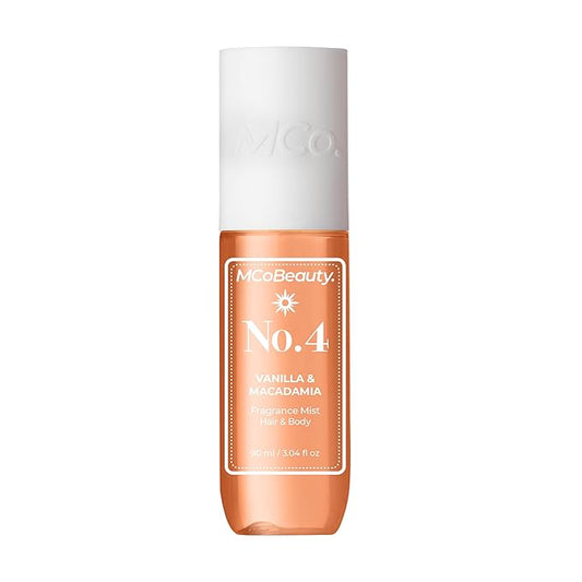 MCoBeauty - Fragrance Mist No.4 - Light Body and Hair Spray with Caramel, Macadamia, White Chocolate and Sea Salt - Gifts for Women, Cute Stuff, Feminine Spray, Self Care Gifts for Women - 90ml Bottle