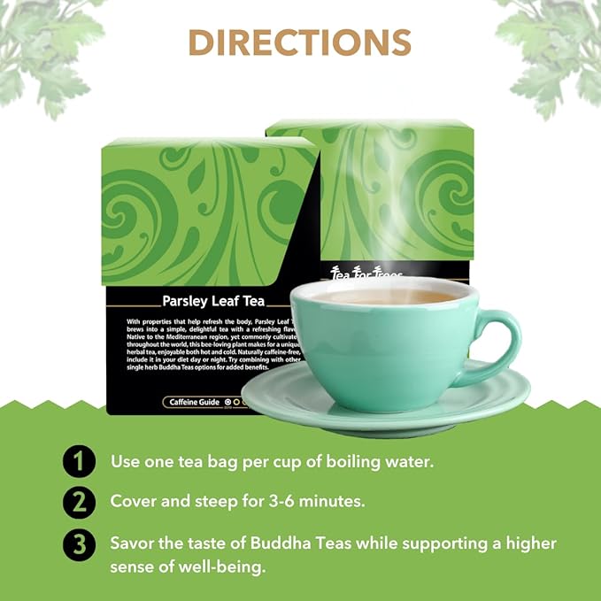 Buddha Teas - Organic Parsley Leaf Tea - Herbal Tea - For Health & Wellbeing - With Antioxidants & Minerals - Clean Ingredients - Caffeine Free - OU Kosher & Non-GMO - 18 Tea Bags (Pack of 1)