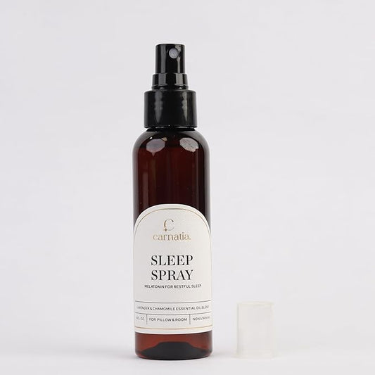 Carnatia Lavender & Chamomile Pillow Mist Infused with Melatonin | Natural Sleep Aid with Essential Oils : Relaxing Aromatherapy for Bedding & Room | 4 oz Spray Pump Bottle