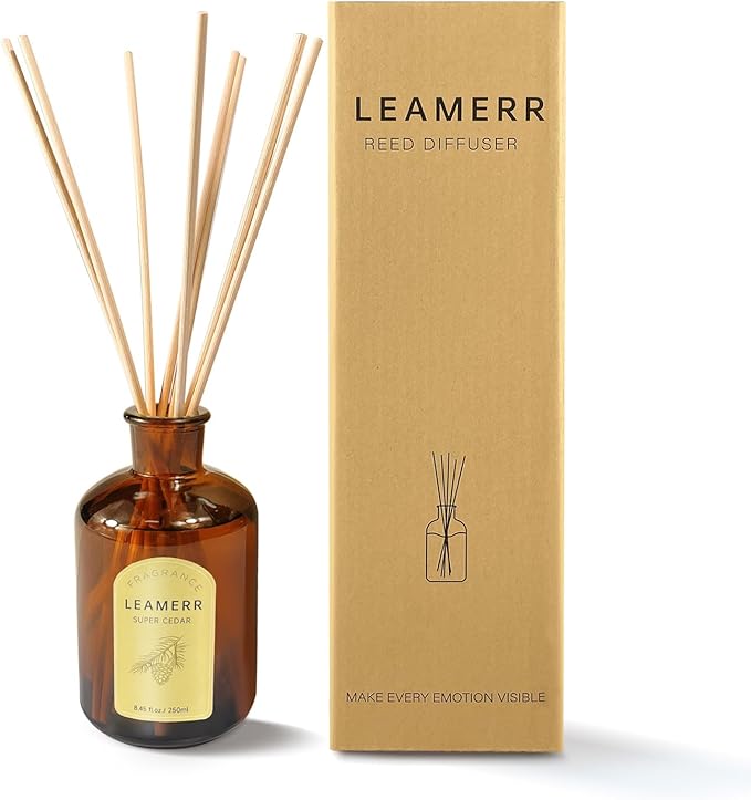 Reed Diffuser Sets - 8.8 oz (250 ml) Super Cedar Scented Diffuser with Sticks Home Fragrance Reed Diffuser for Bathroom Shelf Decor