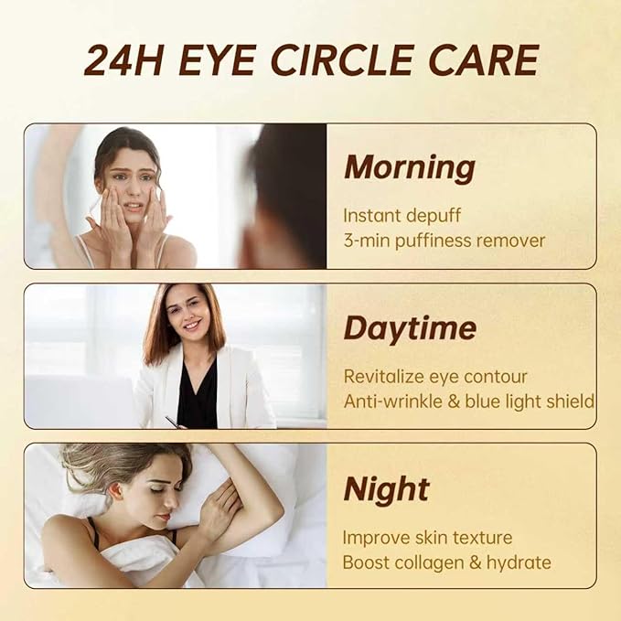 5% Caffeine Eye Serum for Dark Circles Wrinkles Puffy Bags & Fine Lines with Retinal Hyaluronic Acid Peptides, Instant Depuffing Eye Cream with 360° Roller Massage Ball, 0.51 fl oz