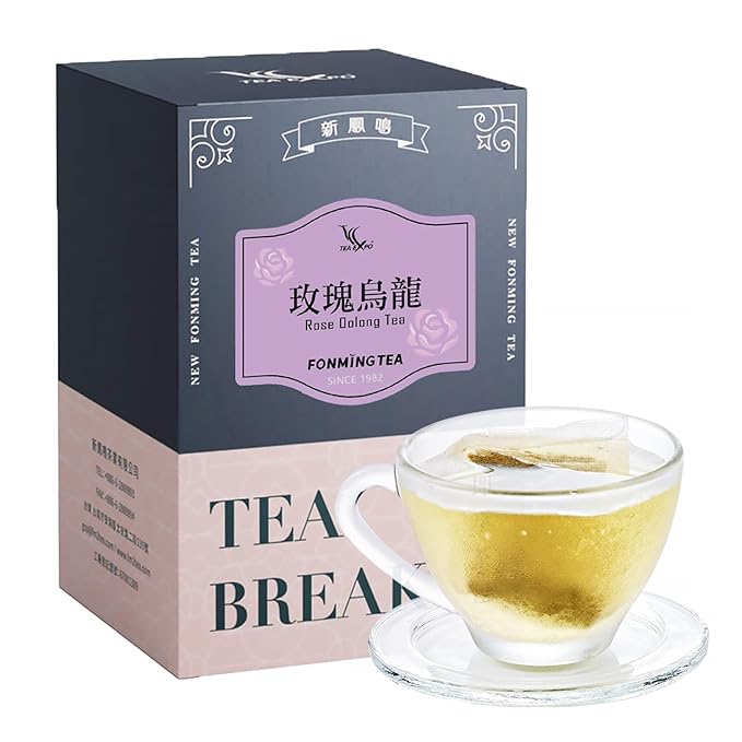 Fonming Tea- Rose Oolong Tea Bags – Individually Wrapped – Unsweetened, Light Floral Flavor – Hot or Cold Brew – Slimming & Refreshing Wellness Tea