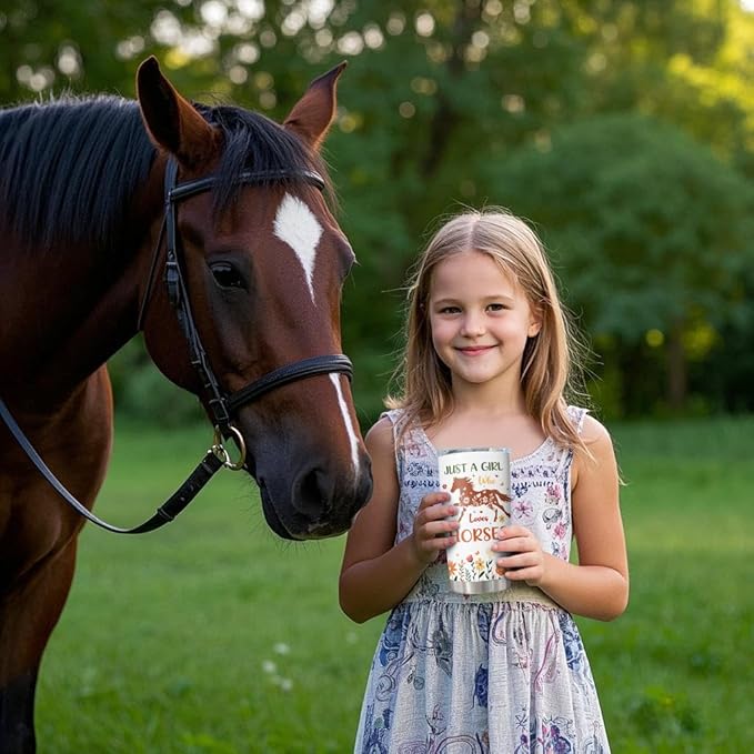 Horse Gifts for Women/Girls, Christmas/Birthday Present for Horse Lover Tumbler 20oz, Just A Girl Who Loves Horses Mug 1PC
