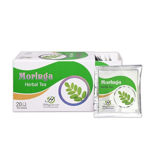 HERBOGANIC Moringa Herbal Tea - Digestion Support and Immune Boost | Refreshing and Delicious Blend | Natural Ingredients | 20 Tea Bags