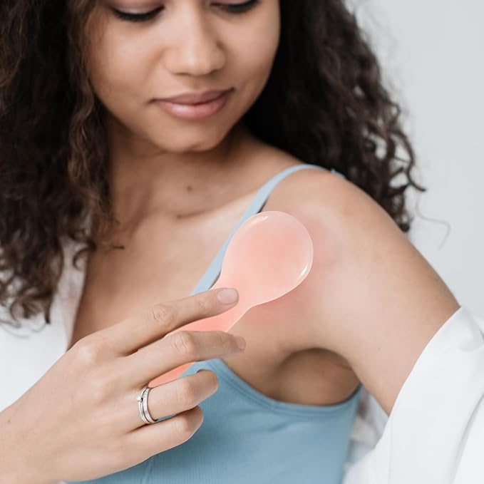 balacoo Rose Quartz Gua Sha Scraping Massage Tool: Natural Jade Gua Sha Massage Tool for Face Neck Body Acupressure and Circulation Promotion (Pink)