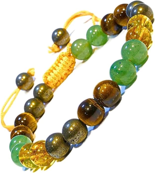 Energy Protection Crystal Handmade Adjustable Bead Bracelet Perfect for Men, Women’s Gift - Gemstone Healing Stretch Bracelet Pulsera Para Hombre Mujer Stocking Stuffer