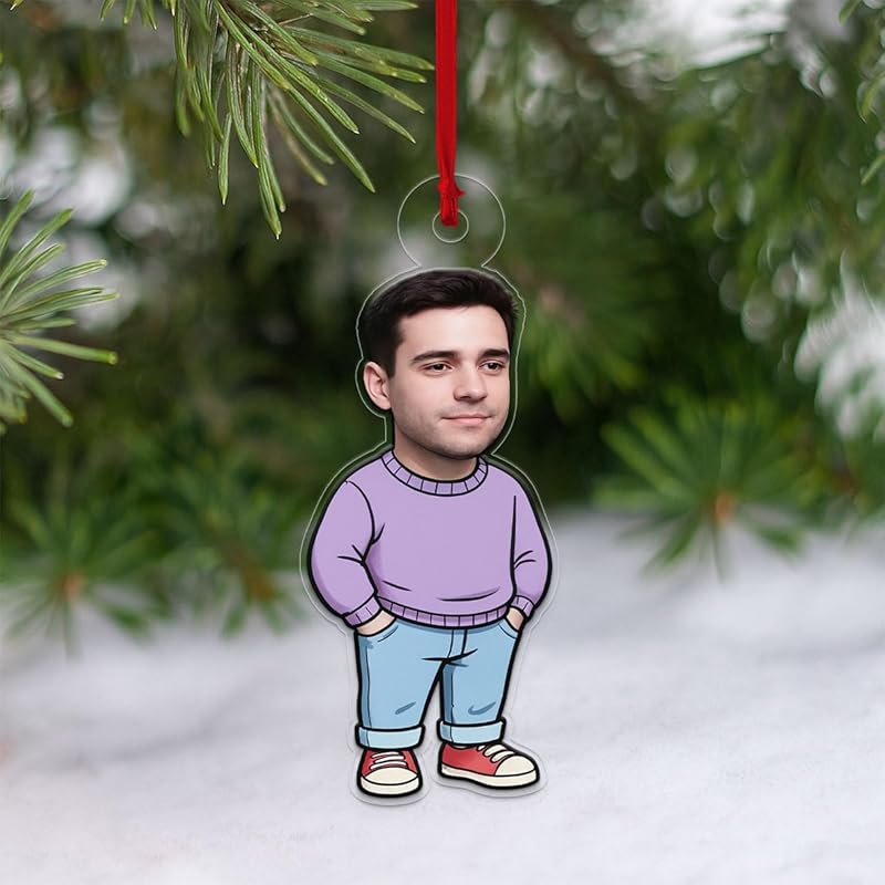 I'm Just A Chill Guy Ornament with Custom Photo, Funny Personalized Christmas Ornament, Holiday Humor Keepsake Acrylic Ornament – Personalized Christmas Tree Decoration, Custom