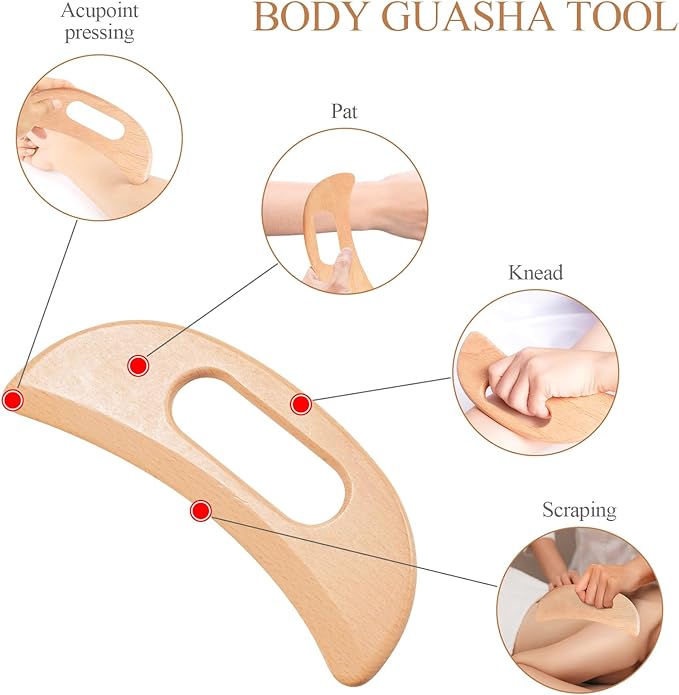 4Pcs Wood Therapy Massage Tools Lymphatic Drainage Massager Wooden Massager Body Sculpting Tools for Maderoterapia,Anti-Cellulite,Pain Relief