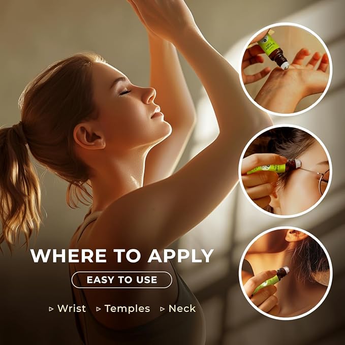 Gya Labs Brain Booster Essential Oil Roll On - 0.34 Fl Oz - Travel Size Roller for Camping, Skin, Aromatherapy Relief, Convenience